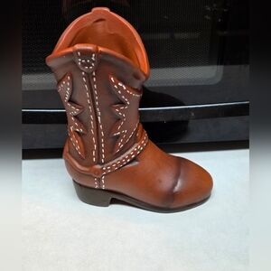 One Terracotta Style Brown Ceramic Boot Vase
